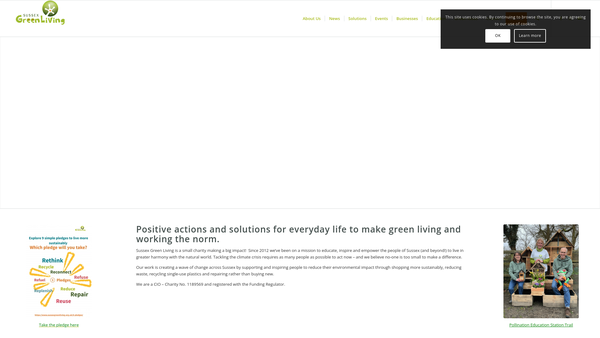 Screenshot of the Sussex Green Living website