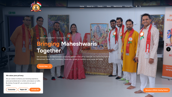 Screenshot of the Maheshwari Mahasabha UK website