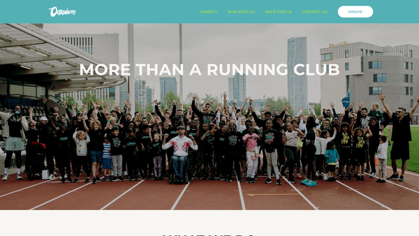 Screenshot of the The Outrunners Charity website
