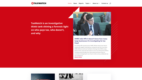 Screenshot of the Taxwatch website