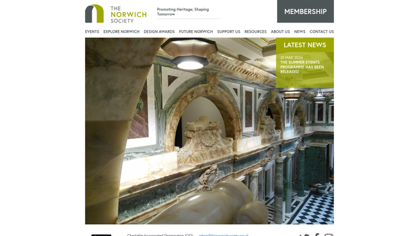 Screenshot of the The Norwich Society CIO website