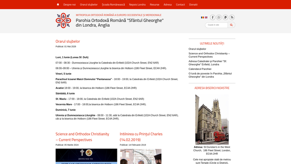 Screenshot of the Romanian Orthodox Church & Centre website