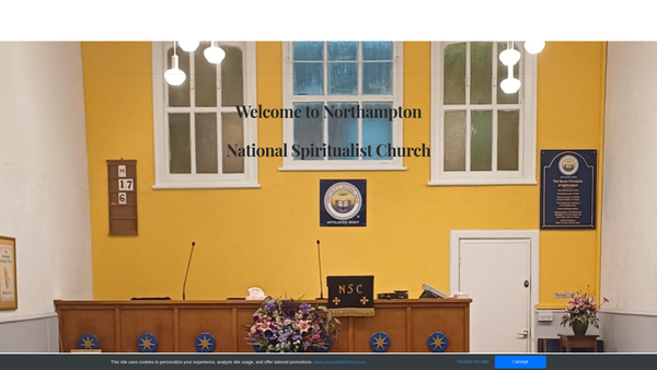 Screenshot of the Northampton National Spiritualist Church website