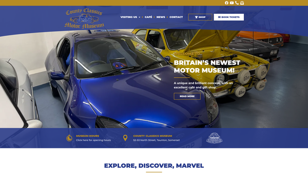 Screenshot of the County Classics Motor Museum website