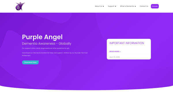Screenshot of the Purple Angel Dementia Awareness Devon website