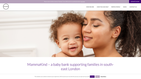Screenshot of the Mammakind website