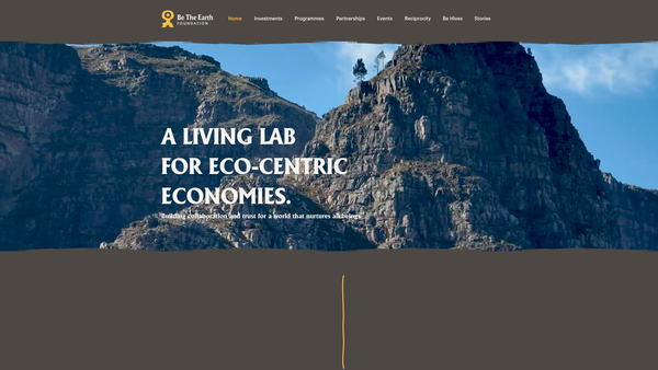 Screenshot of the Be The Earth Foundation website