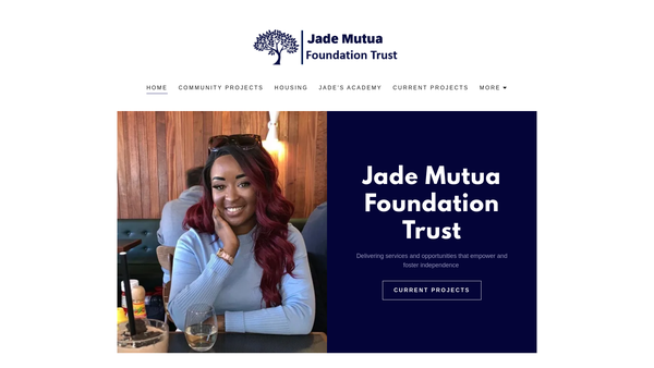 Screenshot of the Jade Mutua Foundation Trust website