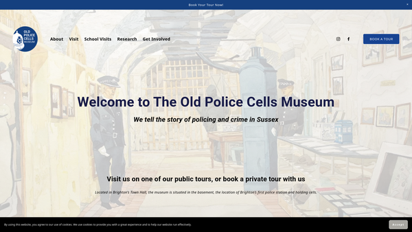 Screenshot of the Old Police Cells Museum CIO website