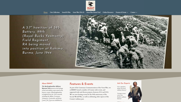 Screenshot of the The Buckinghamshire Military Museum Trust (The Bmmt) website