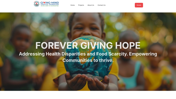 Screenshot of the Giving-Mind Lifestyle Foundation (Glf) website