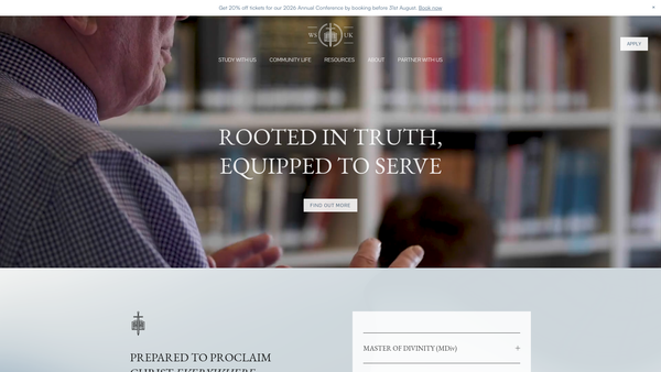 Screenshot of the Westminster Seminary UK website