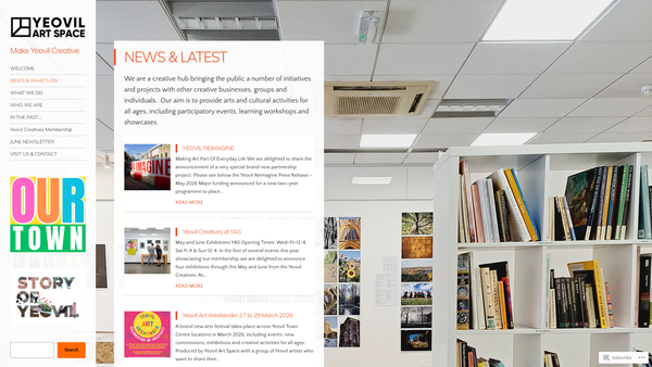 Screenshot of the Yeovil Art Space website