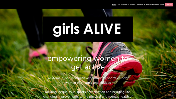 Screenshot of the Girls Alive website