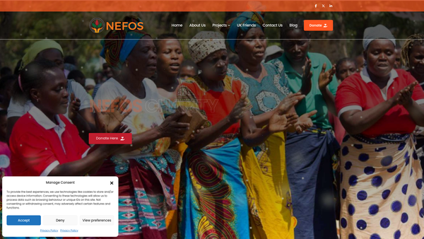 Screenshot of the Friends Of Nefos Kenya website