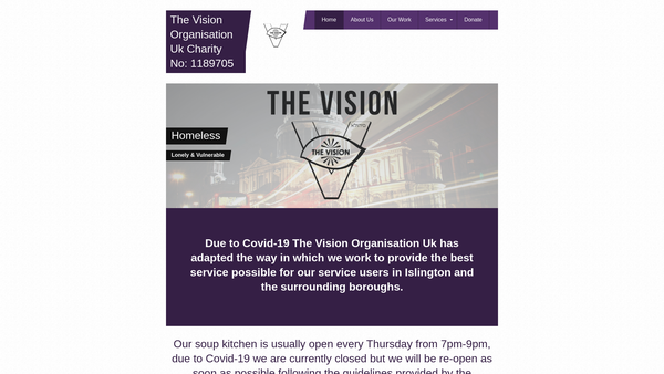Screenshot of the The Vision Organisation UK website