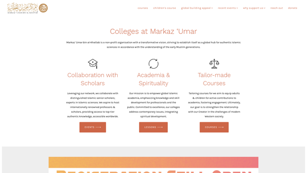 Screenshot of the Markaz Umar website