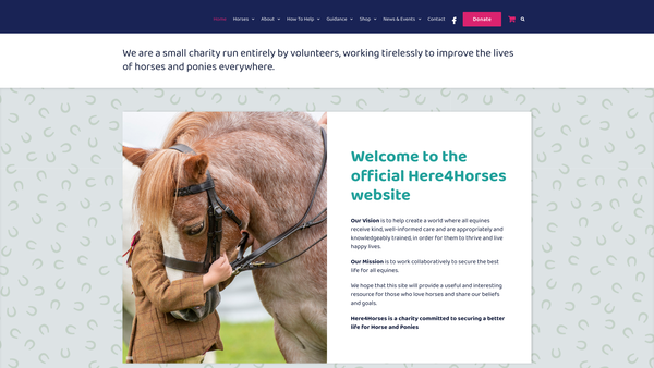 Screenshot of the Here4horses website