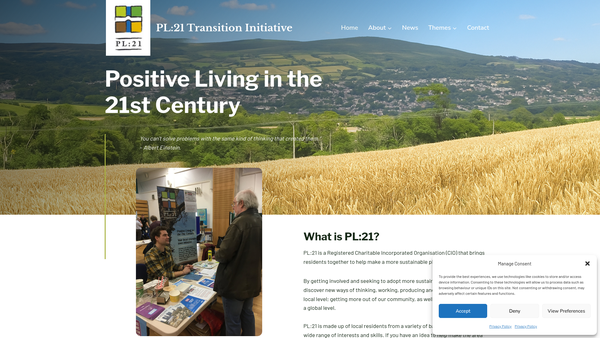 Screenshot of the Pl:21 Transition Initiative website