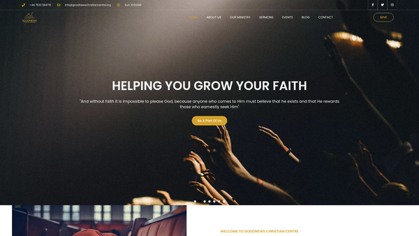 Screenshot of the Goodnews Christian Centre website