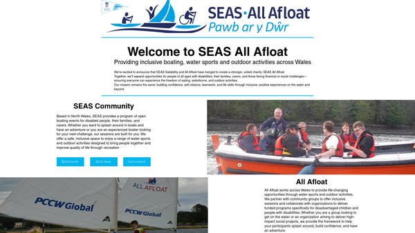 Screenshot of the SEAS All Afloat website