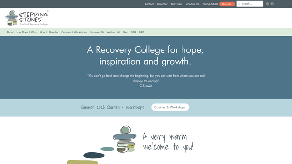 Screenshot of the Stepping Stones Collaboration For Recovery And Wellbeing website