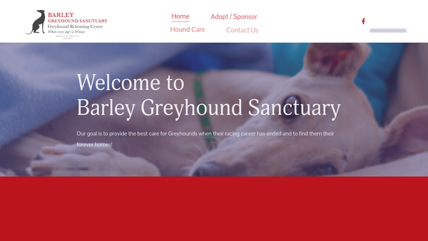 Screenshot of the Barley Greyhound Sanctuary website
