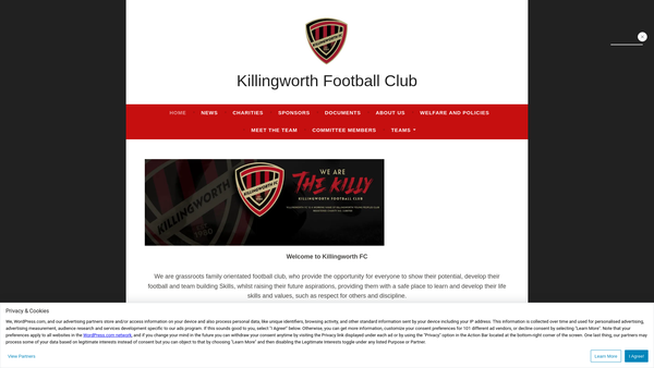 Screenshot of the Killingworth Young Peoples Club website