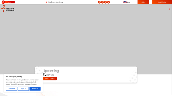 Screenshot of the Ministry Of Reconciliation website