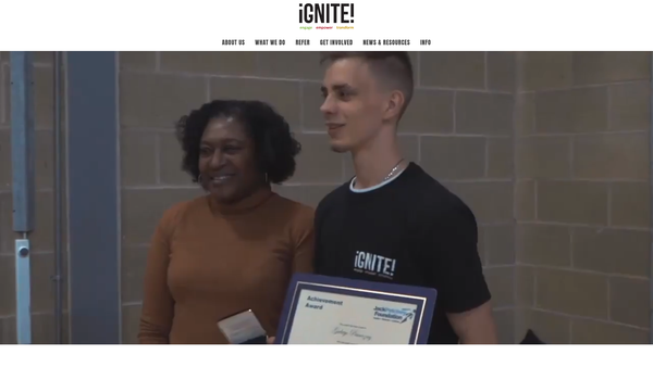 Screenshot of the Ignite Youth website