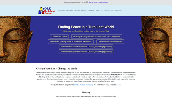 Screenshot of the Triratna Buddhist Community (York) website