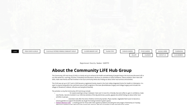 Screenshot of the Community Life Hub Group website