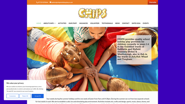 Screenshot of the Chips Guildford website