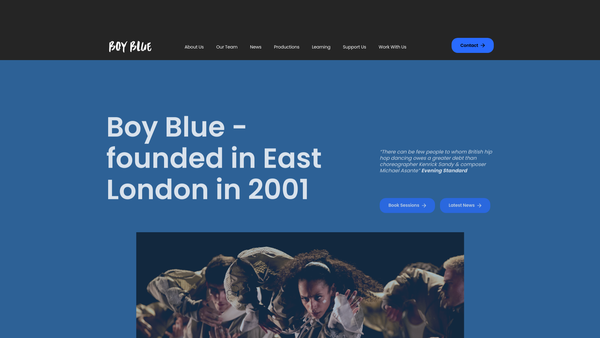 Screenshot of the Boy Blue website