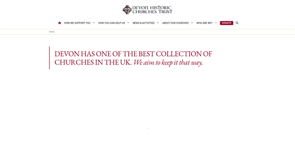 Screenshot of the The Devon Historic Churches Trust website