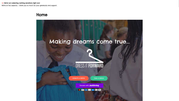 Screenshot of the Dress IT Forward website