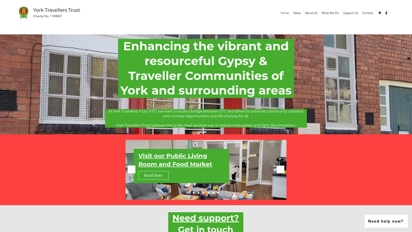 Screenshot of the York Travellers Trust website