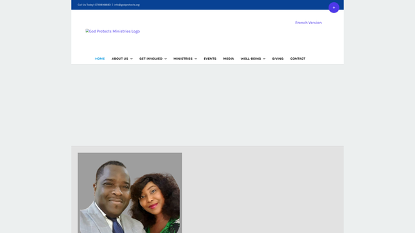 Screenshot of the God Protects Ministries website
