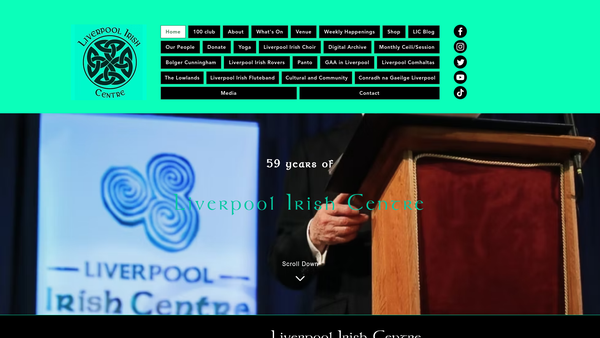 Screenshot of the Liverpool Irish Centre website