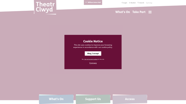 Screenshot of the Theatr Clwyd Trust Ltd website