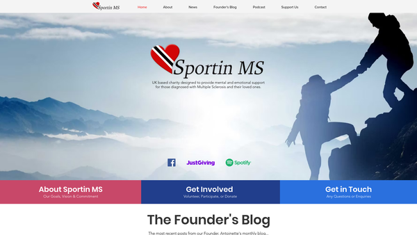 Screenshot of the Sportin MS website