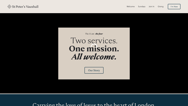 Screenshot of the The Saint Peter's Vauxhall Mission Initiative website