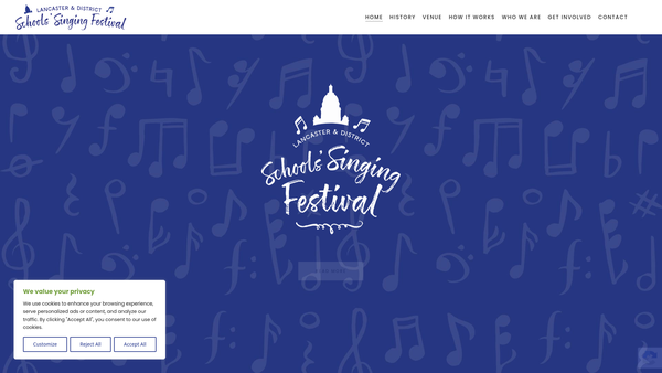 Screenshot of the Lancaster & District Schools' Singing Festival website