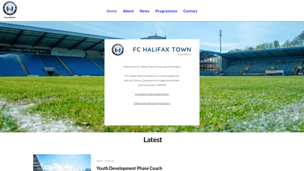 Screenshot of the FC Halifax Town Foundation website