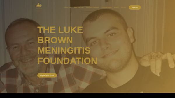 Screenshot of the The Luke Brown Meningitis Foundation website