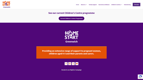 Screenshot of the Home-Start Greenwich website