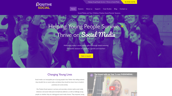 Screenshot of the Positive Social website