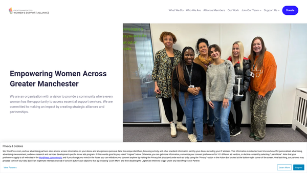 Screenshot of the Greater Manchester Women's Support Alliance website