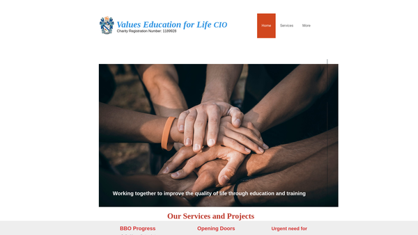 Screenshot of the Values Education For Life CIO website