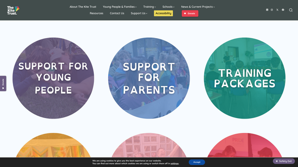 Screenshot of the The Kite Trust website